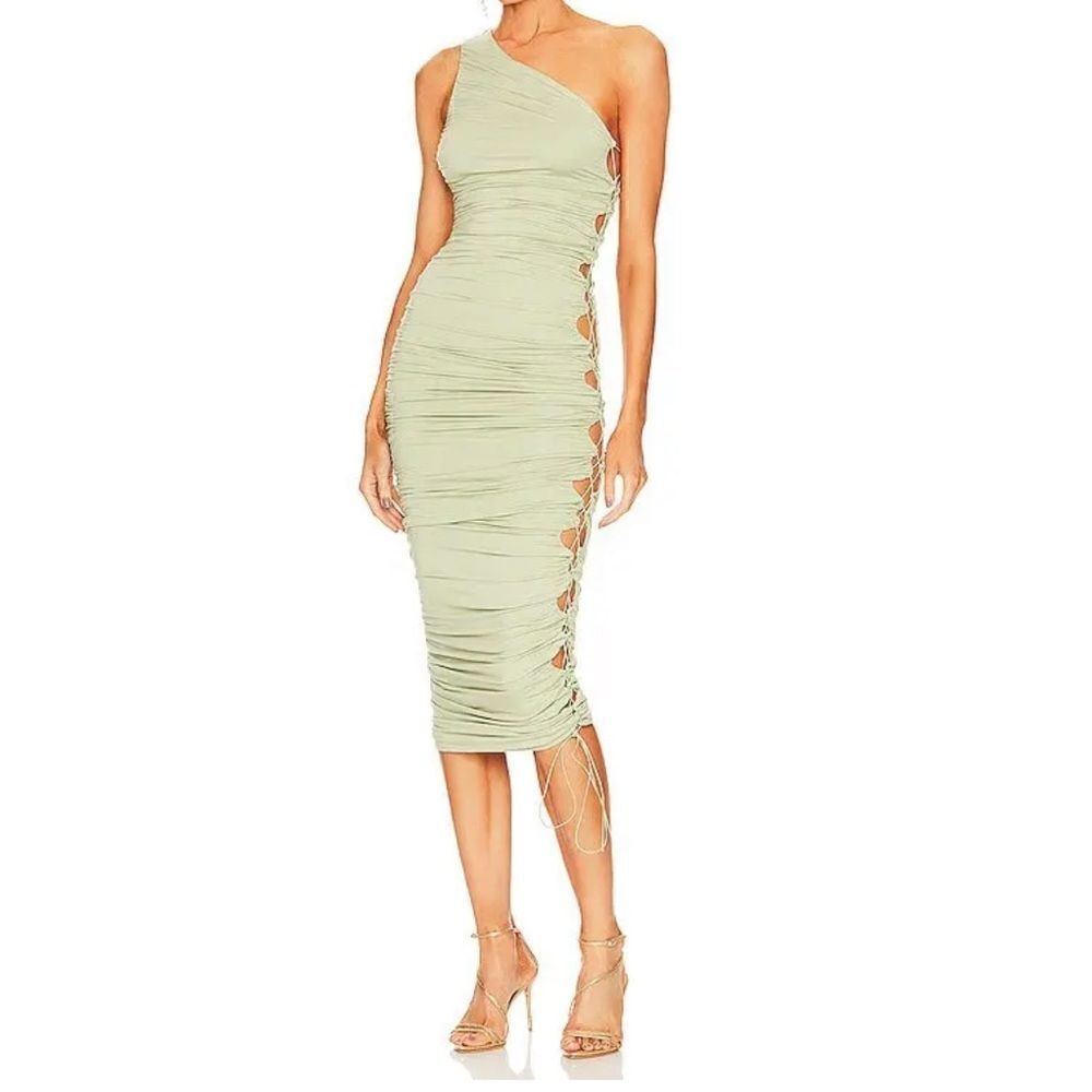 H:OURS | Quinn Lace Up Peek a Boo Midi Dress Size XS